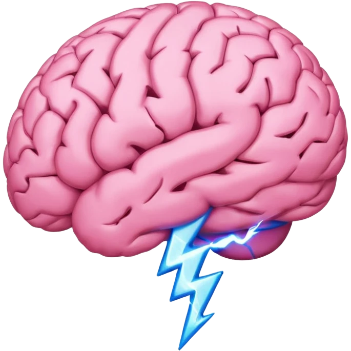 pink brain with a single lighting bolt emoji