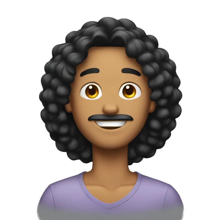 chico con cabello negro y largo emoji