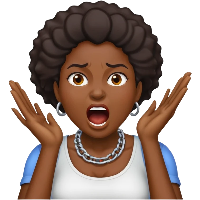 Black women with two hands on her neck yelling emoji