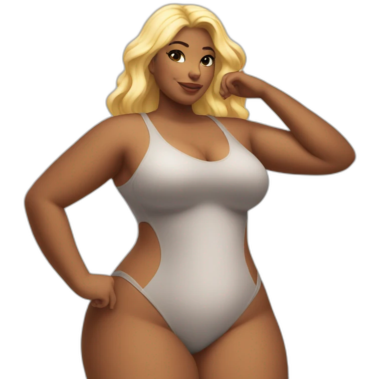 Slim-Thicc woman swimsuit posing full body (blonde, perfect body, hourglass figure) emoji
