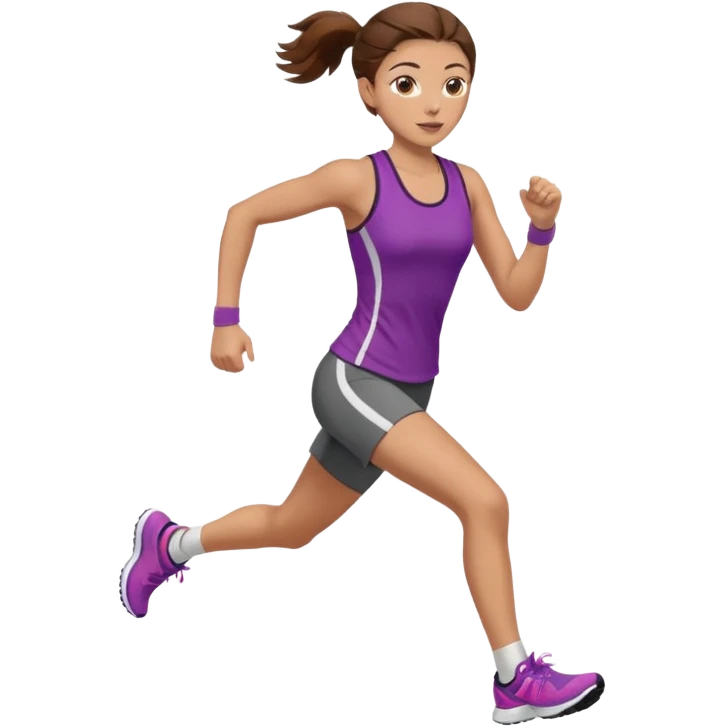 running woman. brown hair, light skin, hazel eyes. emoji