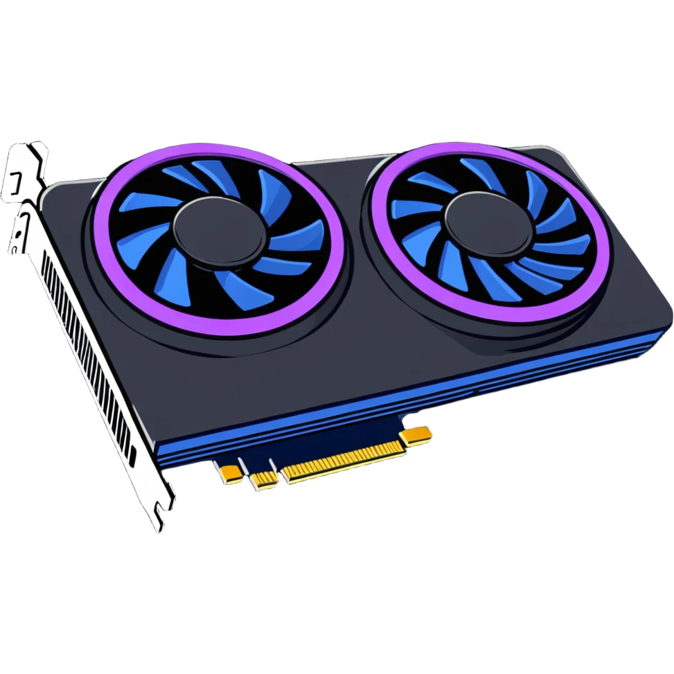 modern gaming video card with RGB lighting and cooling fans emoji
