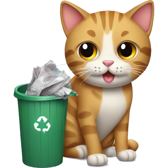 cat with trash emoji