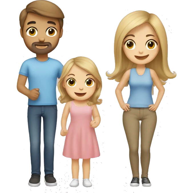 Mum, Brown hair,  Dad, Blond hair with Baby  emoji