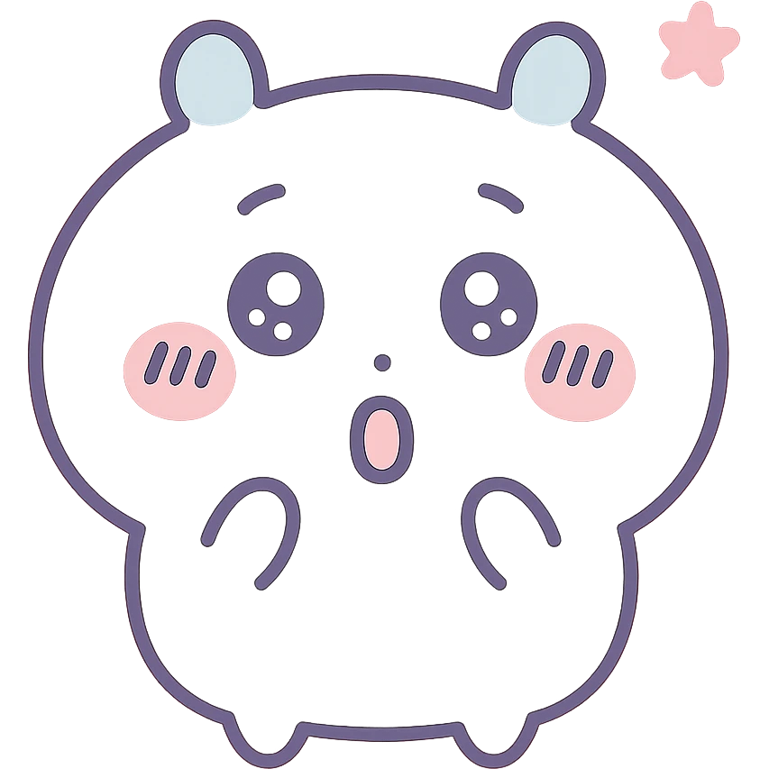 chiikawa character, surprised face, soft shading, minimal background emoji