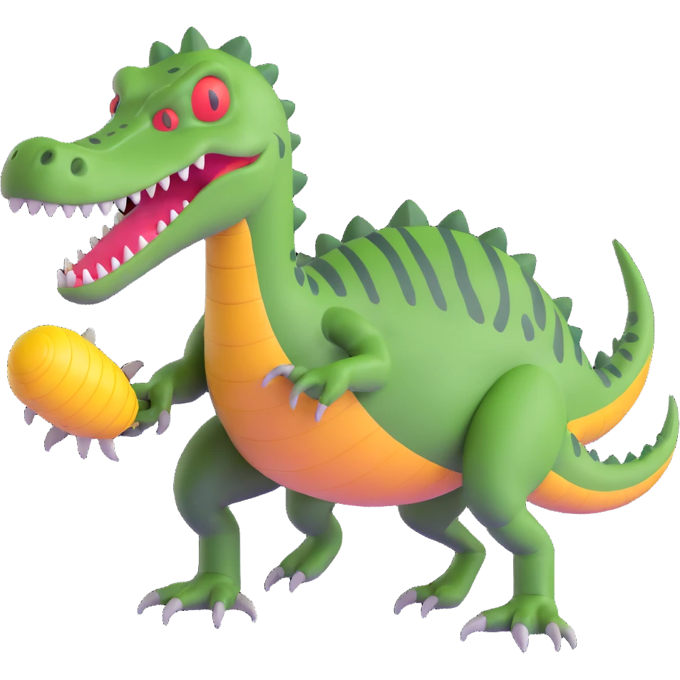 A hybrid creature that's part bomb, part dinosaur, and part crocodile emoji