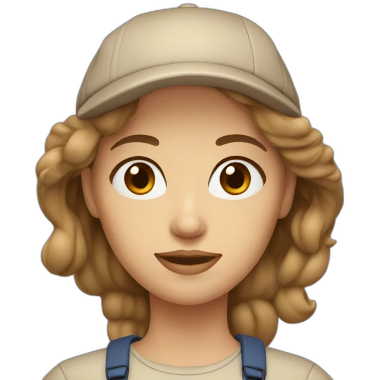 middle haired women light brown hair with beige cap blue eyes  emoji