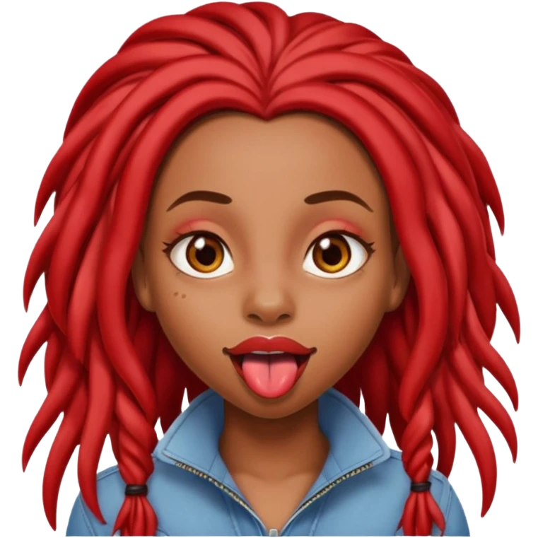 Black Girl sticking out tongue long red locs brown eyes pretty lips  emoji