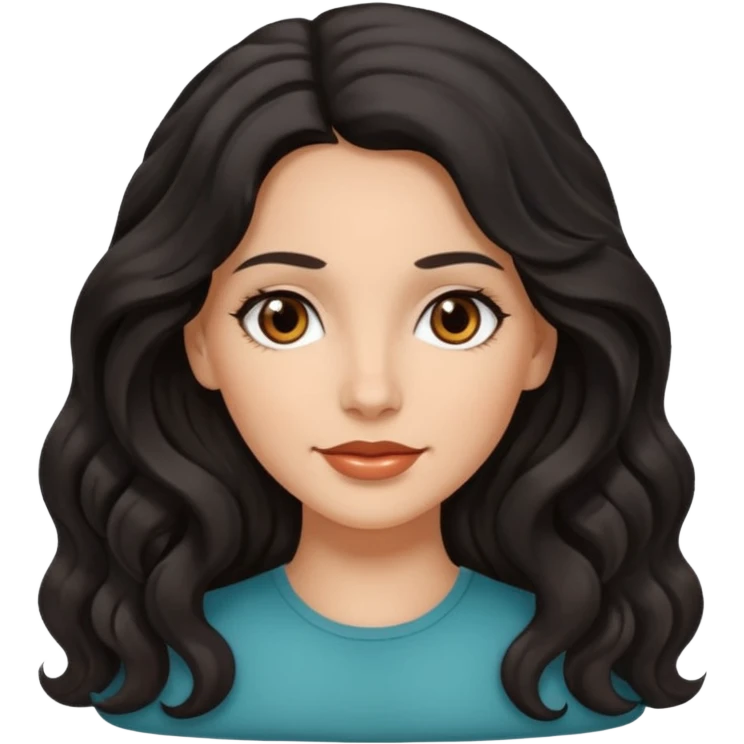 White family , Beautiful mom ,black black  hair,wavy hair,long hair,brown eyes,hispanic emoji