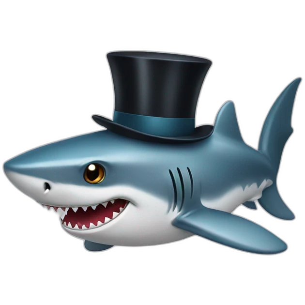 Shark with a top hat emoji