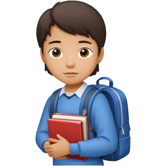 determined South Korean high school student carrying backpack and textbooks, motivated and ready for school, Apple iPhone emoji style emoji