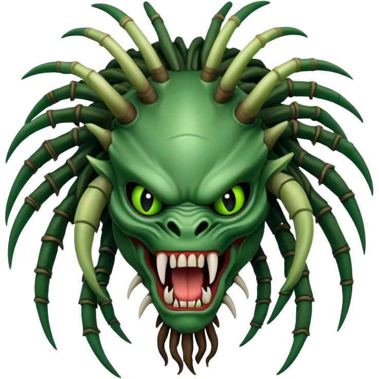 Predator alien with mandibles and dreadlocks emoji