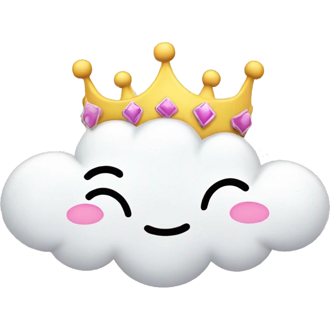White cloud with wearing pink crown with the word DREAM in the middle emoji