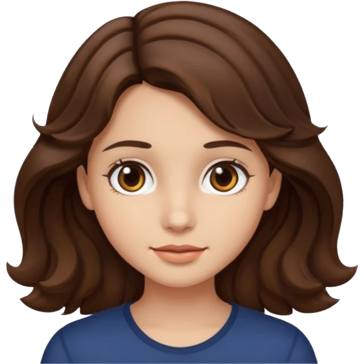 A girl with medium wavy brown hair, dark brown eyes, and fair skin emoji