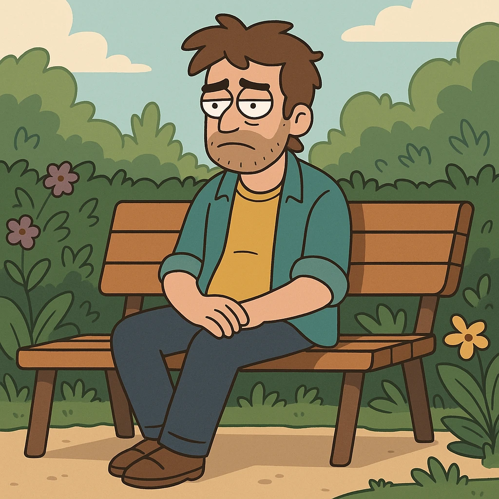 person sitting on a bench in a garden emoji