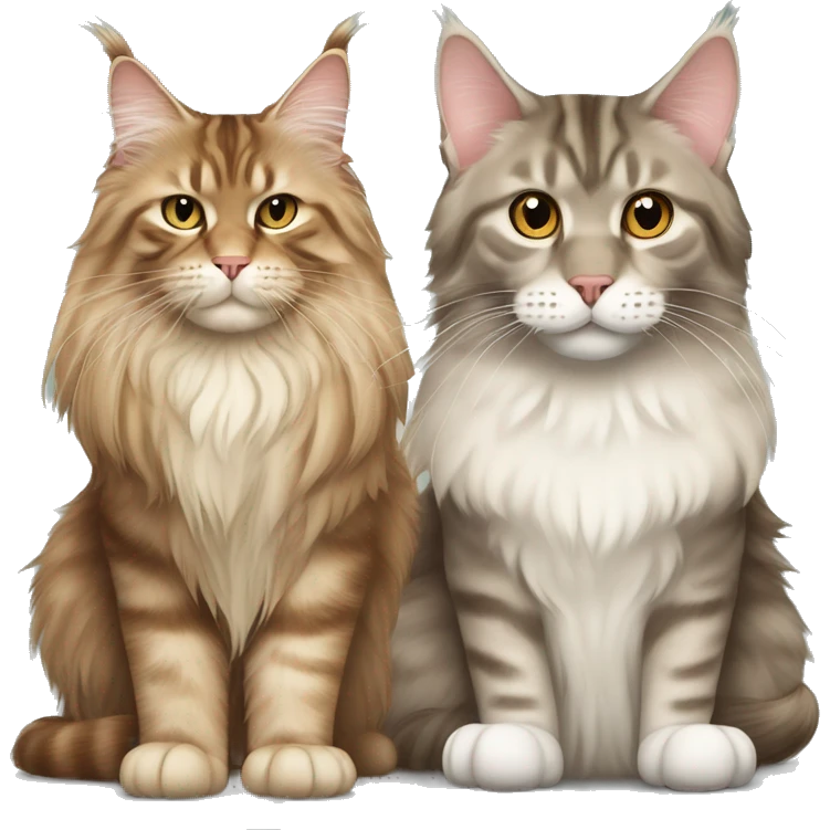 cream maine coon sitting next to brown tabby emoji