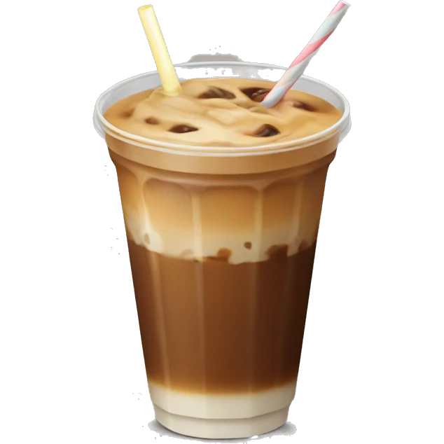 Iced coffee with a straw emoji