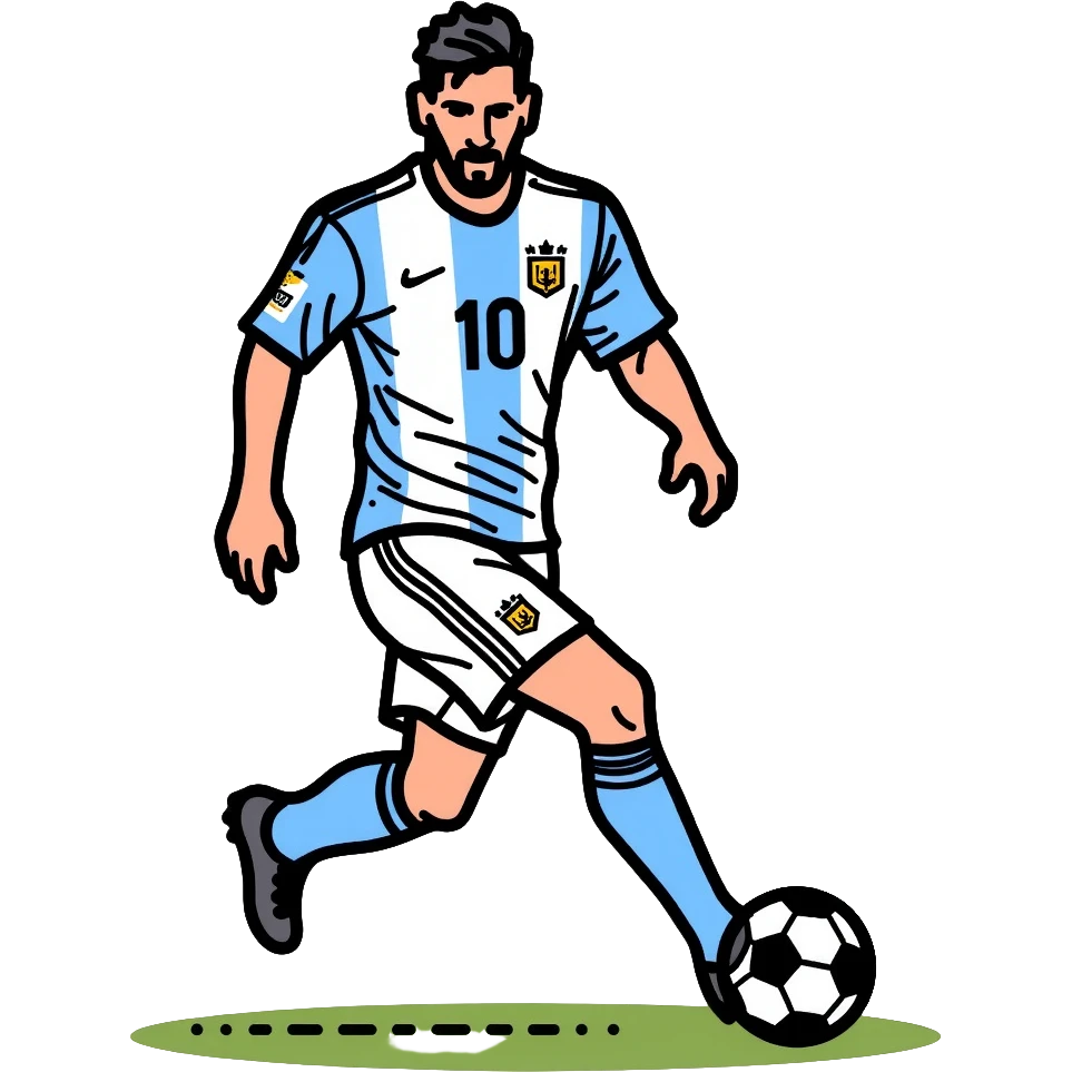 Lionel Messi soccer player with Argentine jersey number 10 emoji