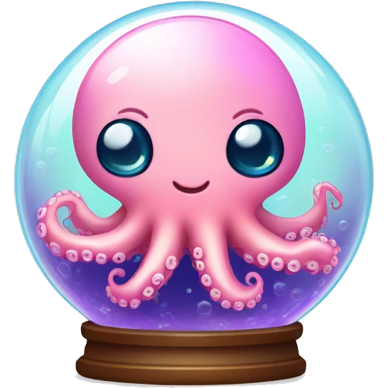 Kawaii colorful baby octopus in bubble globe emoji
