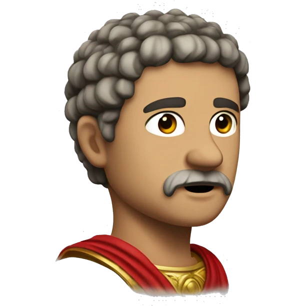 Create an emoji of a Roman emperor, wearing a laurel wreath and a red toga with gold trim. He has a stern expression, short hair, and a dignified, authoritative look emoji
