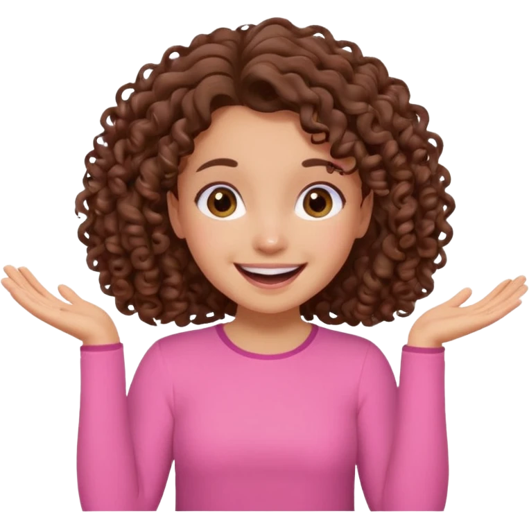fun cute loud popular pretty girl modest curly brown hair pink top excited emoji