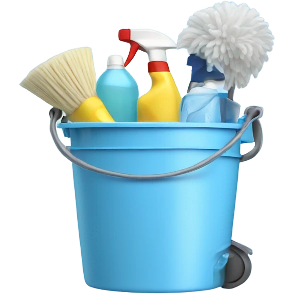 Cleaning supplies in a bucket light blue  emoji