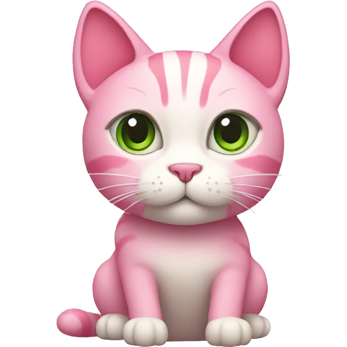 Pink cat with green accents emoji