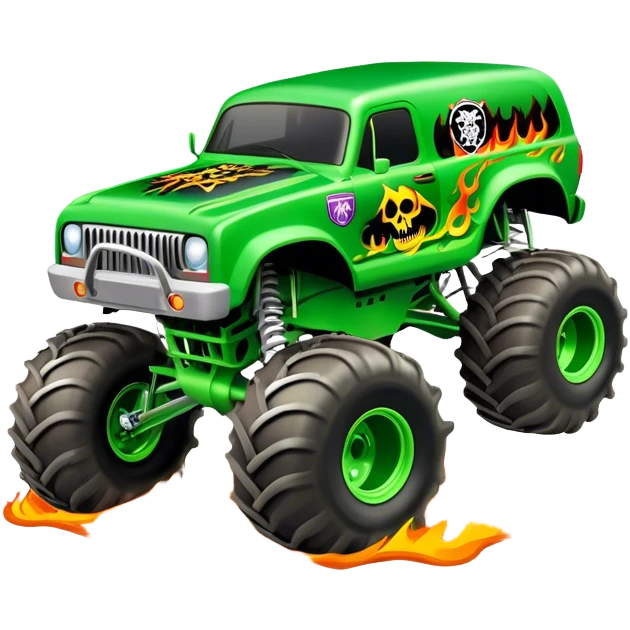 Grave Digger - Monster Jam (Model Year: 2022) (Iconic colour: Green with flames) emoji