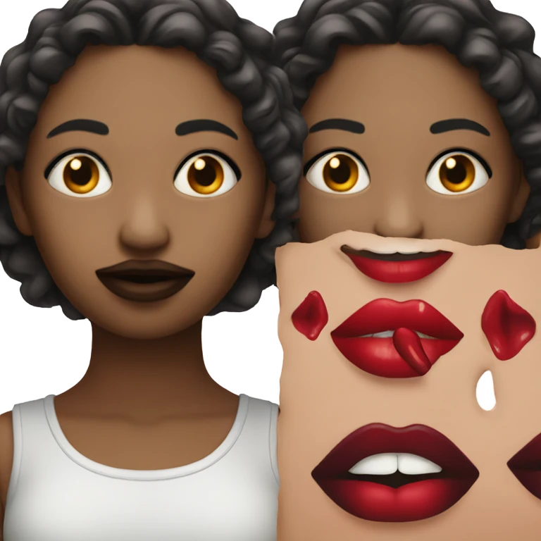 Dark face red lips emoji