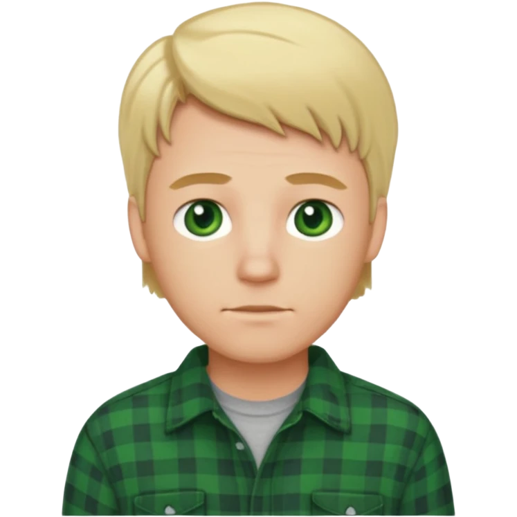 Hombre blanco rubio ojos verdes y camisa de franela emoji