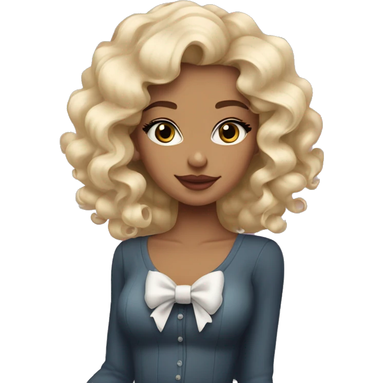 blonde girl bombshell curls winter cute wearing channel bow  emoji