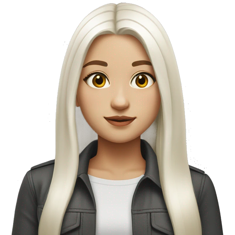 Girl medium length white straight hair, hazel eyes emoji