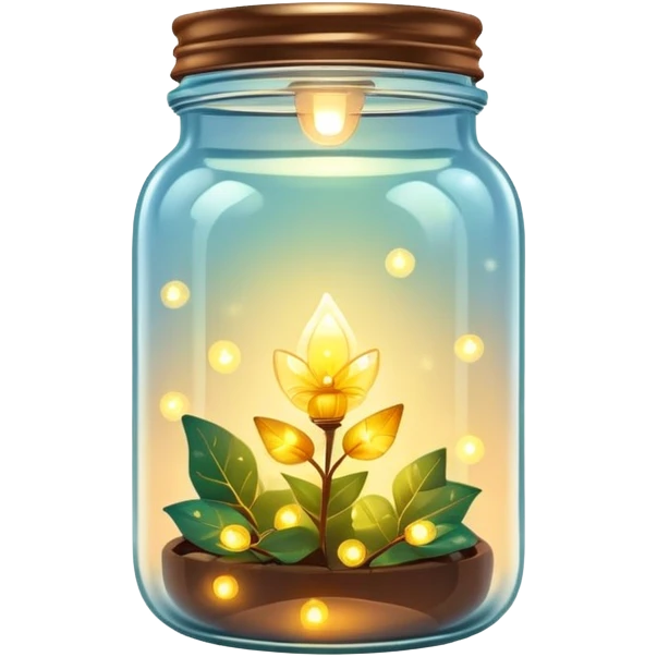 glass jar with solar powered fairy lights inside, glowing emoji