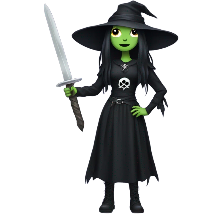 Goth witch holding a sword emoji