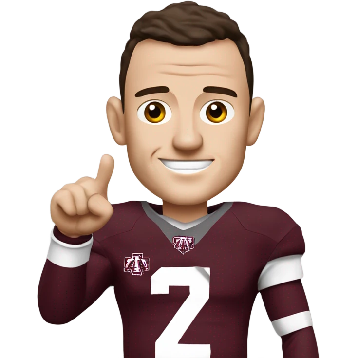 Johnny manziel in a Texas a&m maroon uniform holding up one thumb  emoji