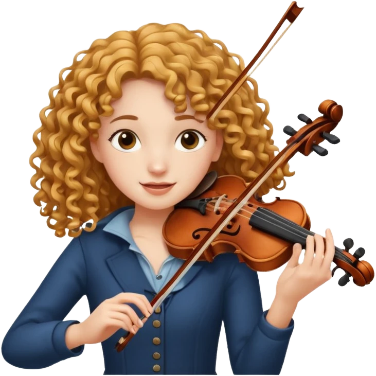girl with curly very long hair playing violin emoji