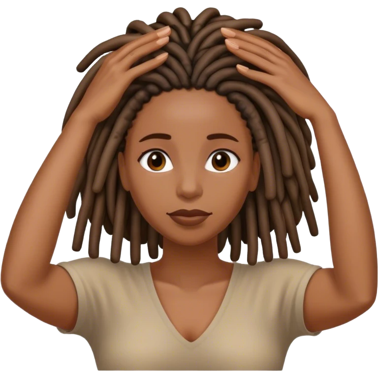 Black woman with locs hand over head emoji