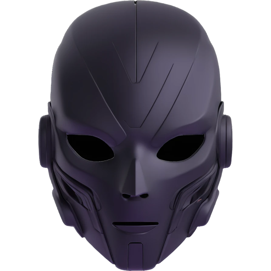 sleek black cybernetic AI mask emoji