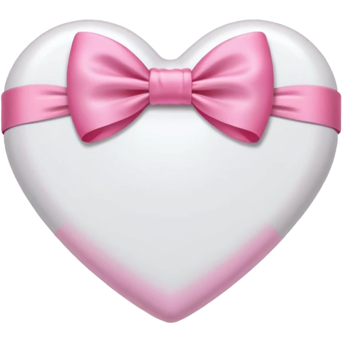 An iPhone emoji White Heart with a Pink bow wrapped around it's center emoji