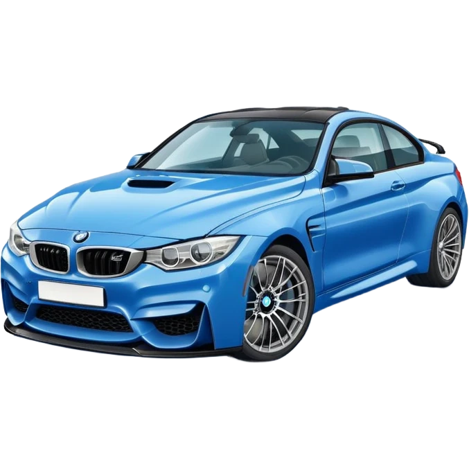 A retro sticker of a blue BMW M4 competition  emoji