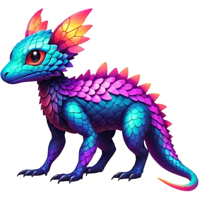 futuristic lush warm-colored neon-colored Fakémon-Trico-creature (full body) emoji