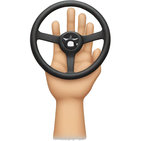 steering wheel with a hand gripping on it emoji