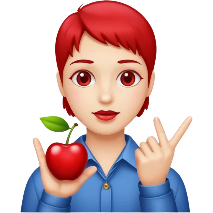 Holding a cherry between two fingers emoji
