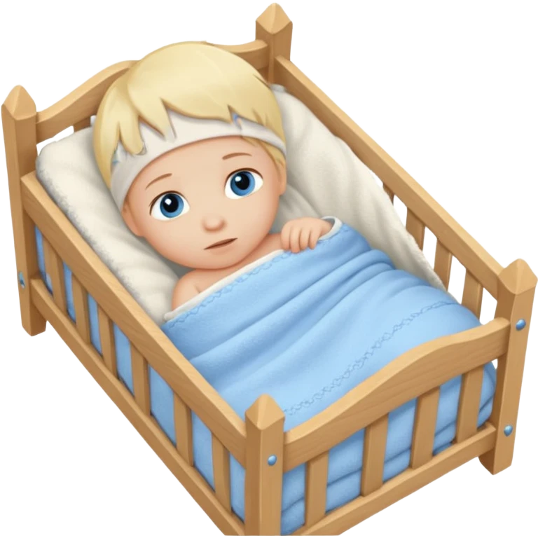 blond blue eye newborn in crib emoji