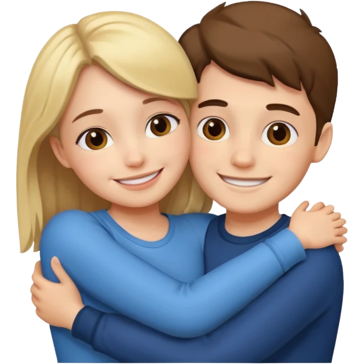 Girl with boy hugging  emoji