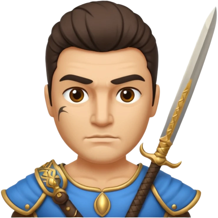 crea a un guerrero griego estoico, muy musculoso 3d emoji