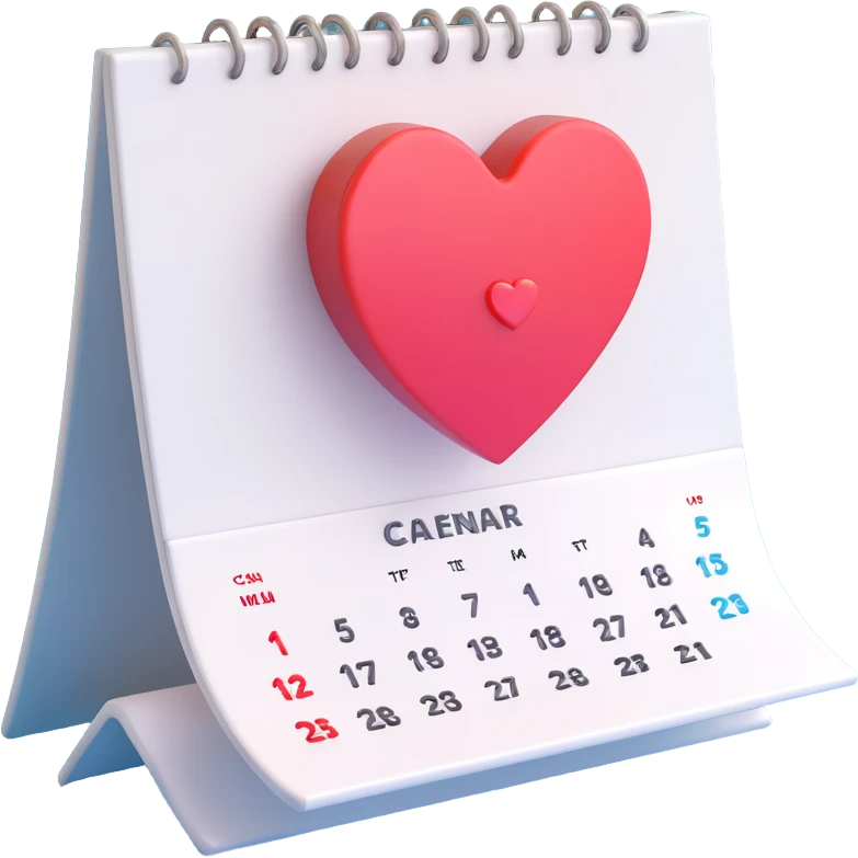 3d icon heart on calendar emoji