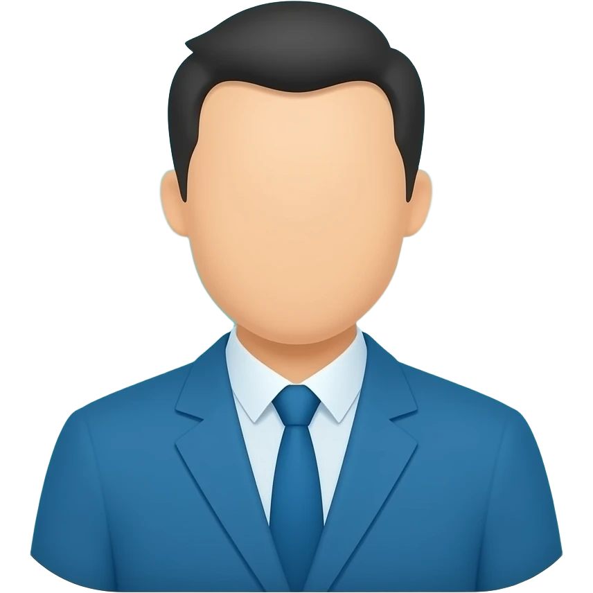 Minimalist flat design icon of an adult person (around 30–40 years old) in casual professional clothing, clean and modern style, soft gradient (blue and teal), no text emoji