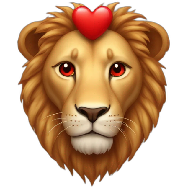 Lion face with huge red hearts instead his eyes, he looks so much in love emoji