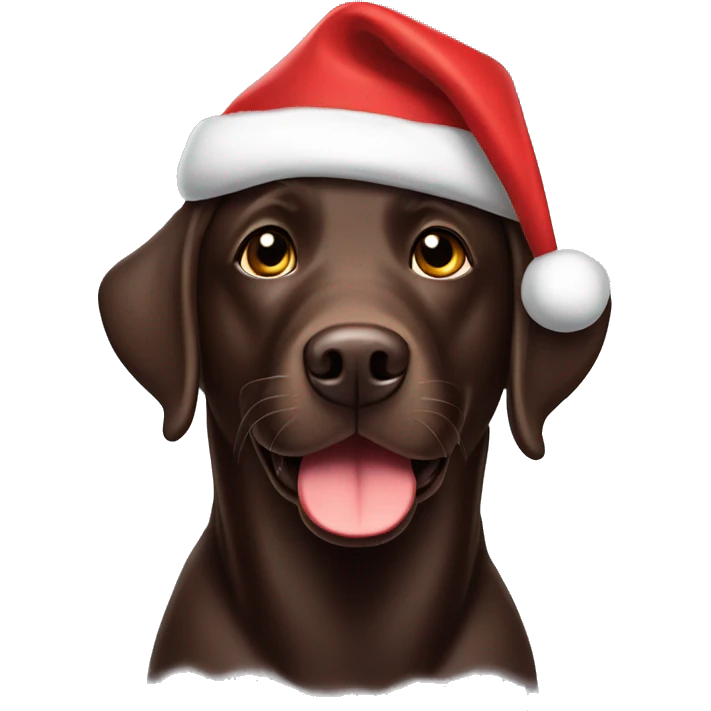 Chocolate Labrador with Santa hat emoji